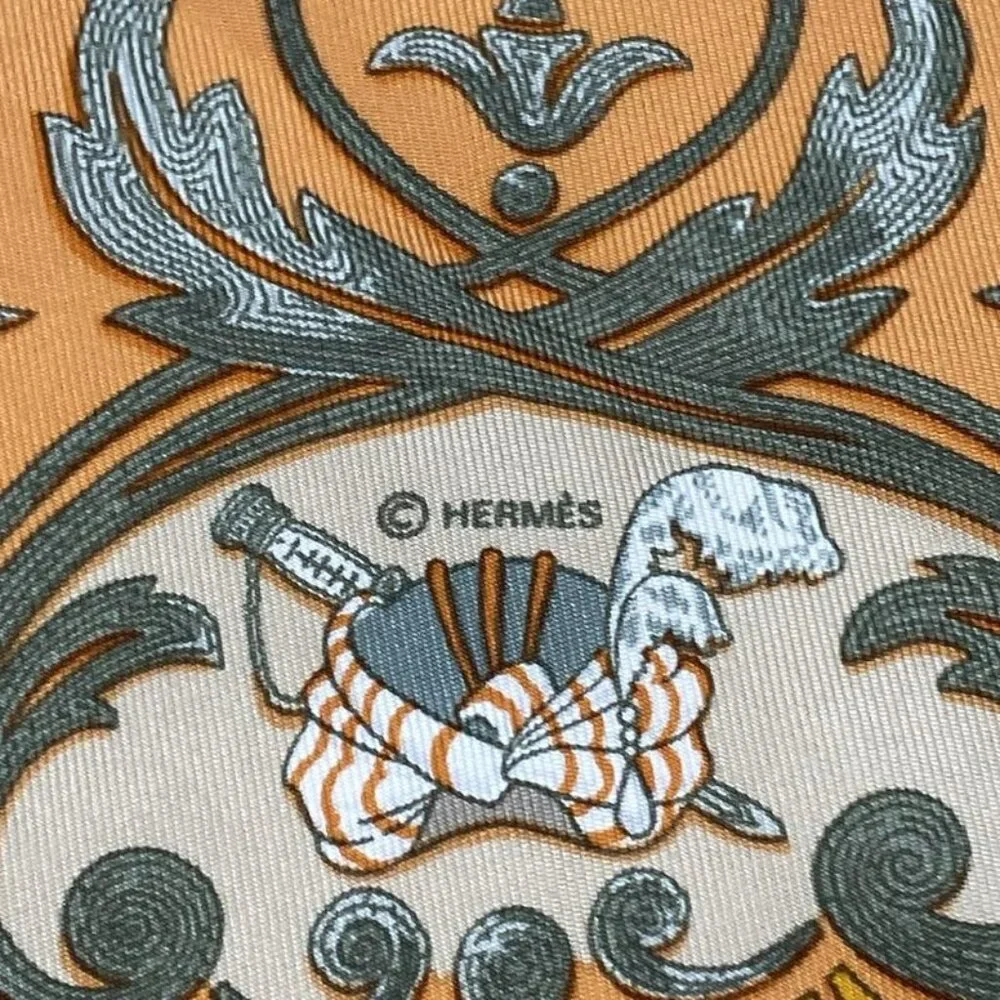 ★SOLD★ Hermes Scarf Petit Carre Orange Khaki Multi Cheval Turc X Multi - Picture 2 of 3